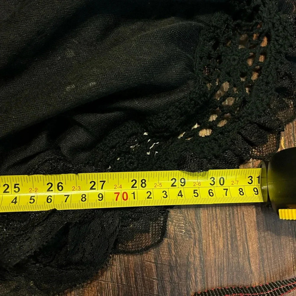 Urban Mango Lace Trim Bat Wing Black Womens M Shrug Crop Dressy Cardigan Sweater - Picture 7 of 7